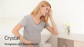  Presentation with pregnant woman - PPT theme consisting of women feelings - young pregnant woman suffering background and a soft green colored foreground