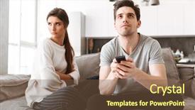  Presentation with angry - Slide set enhanced with dissatisfied - portrait of an angry young background and a tawny brown colored foreground