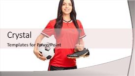  Presentation with female soccer - Slides having young female soccer player holding background and a lemonade colored foreground