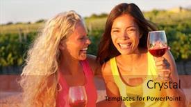  Presentation with drinking glass - PPT layouts consisting of women friends drinking red wine background and a red colored foreground