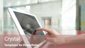  Presentation with tablet - PPT layouts enhanced with court room buildings - woman use of tablet pc background and a  colored foreground