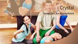  Presentation with aerobics - Beautiful presentation featuring women group in aerobics class fitness ball backdrop and a coral colored foreground