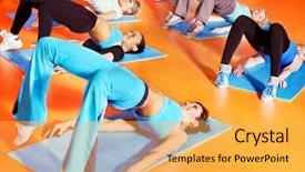  Presentation with aerobics - PPT theme having women group in aerobics class background and a yellow colored foreground