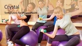  Presentation with aerobics - Beautiful slide deck featuring women group in aerobics class backdrop and a coral colored foreground