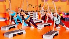  Presentation with aerobics - Cool new slide set with multi sports - women group in aerobics class backdrop and a gold colored foreground