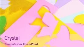  Presentation with paper cutting - Presentation consisting of women hand cutting colorful paper with scissors background and a pink colored foreground