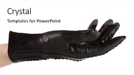  Presentation with black women - Amazing PPT layouts having women hand in black leather glove isolated on white backdrop and a white colored foreground