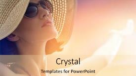  Presentation with summer sun - Slide set with women hats - girl is happy summer sun background and a lemonade colored foreground