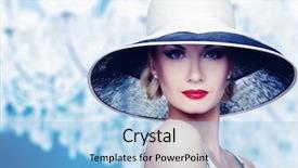  Presentation with crystal - Cool new slides with women hats - woman in hat on vintage backdrop and a light blue colored foreground