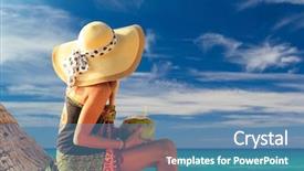  Presentation with paddle out hawaii - Presentation consisting of women hats - woman with hat chilling background and a teal colored foreground