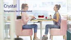  Presentation with women - Theme with women having red velvet cake background and a sky blue colored foreground