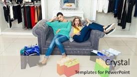  Presentation with rest - Beautiful slides featuring women having rest after shoping backdrop and a lemonade colored foreground