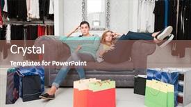  Presentation with rest - Colorful presentation design enhanced with women having rest after shoping backdrop and a violet colored foreground