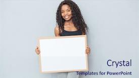  Presentation with weight loss woman showing - Slides consisting of women hold - happy afro american woman showing background and a sky blue colored foreground