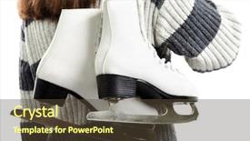  Presentation with ice rink - Colorful PPT theme enhanced with women holding winter activity rink backdrop and a tawny brown colored foreground