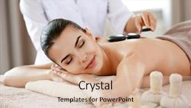  Presentation with spa salon - Theme having women hot - young woman having spa procedures background and a soft green colored foreground