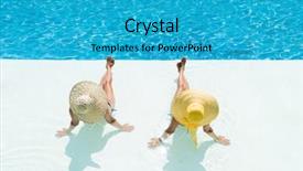  Presentation with swimming pool - Audience pleasing PPT theme consisting of women in a hat sitting backdrop and a teal colored foreground