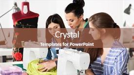  Presentation with sewing - Presentation theme with women in a sewing workshop background and a  colored foreground