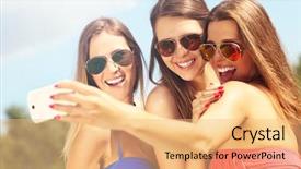  Presentation with women - Theme with women in bikin taking self background and a  colored foreground