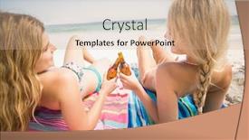  Presentation with beer women - Presentation having women in bikini lying on the beach with beer bottle background and a coral colored foreground