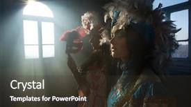  Presentation with stylized - Presentation design with women in colorful stylized medieval background and a tawny brown colored foreground