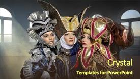  Presentation with stylized - Slide set featuring women in colorful stylized medieval background and a tawny brown colored foreground