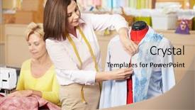  Presentation with women making - Theme having two sewing machine - women in dress making class background and a lemonade colored foreground