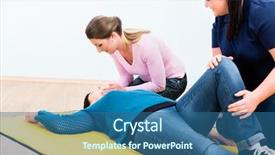  Presentation with first responders - PPT layouts with women in first aid class background and a ocean colored foreground