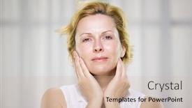  Presentation with women - Theme having women-in-forty-years background and a soft green colored foreground