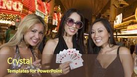  Presentation with casino - Audience pleasing PPT theme consisting of women in front of a casino at night backdrop and a tawny brown colored foreground