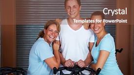  Presentation with train the trainer - Slide deck with women in gym with personal background and a  colored foreground