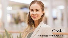  Presentation with people mall - Slide set having women in mall or business background and a  colored foreground