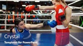  Presentation with boxing ring - Cool new presentation with women-in-red-and-blue backdrop and a ocean colored foreground