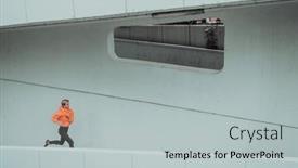  Presentation with healthy lifestyle - PPT layouts enhanced with women-in-sports-clothes-running background and a light gray colored foreground