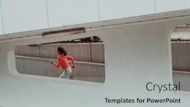  Presentation with healthy-lifestyle - PPT theme featuring women-in-sports-clothes-running and a light gray colored foreground