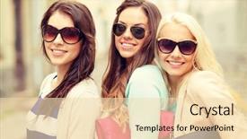  Presentation with rural tourism people adventure - Slide set enhanced with women in sunglasses with bag background and a lemonade colored foreground