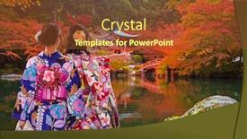  Presentation with traditional japan - Presentation theme consisting of women-in-traditional-japanese-kimonos background and a tawny brown colored foreground