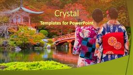  Presentation with tempe - Beautiful presentation theme featuring women-in-traditional-japanese-kimonos backdrop and a tawny brown colored foreground