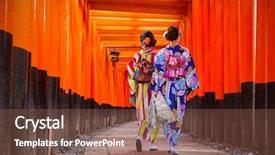  Presentation with traditional japan - Colorful slides enhanced with women in traditional japanese kimonos backdrop and a tawny brown colored foreground