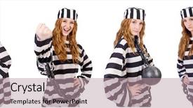  Presentation with asylum prisoner of war constrained - Amazing presentation design having women inmate - woman prisoner isolated on white backdrop and a  colored foreground