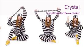  Presentation with asylum prisoner of war constrained - Presentation design featuring women inmate - woman prisoner isolated on white background and a  colored foreground