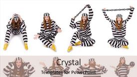  Presentation with asylum prisoner of war constrained - Colorful slides enhanced with women inmate - woman prisoner isolated on white backdrop and a soft green colored foreground