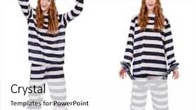  Presentation with release prisoner - Beautiful slides featuring women inmate - woman prisoner isolated on white backdrop and a  colored foreground