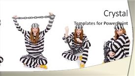  Presentation with white - Cool new presentation design with women inmate - woman prisoner isolated on white backdrop and a  colored foreground