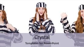  Presentation with woman - Presentation theme with women inmate - woman prisoner isolated on white background and a  colored foreground