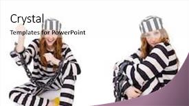  Presentation with white and black woman climbing ladders - PPT theme with women inmate - woman prisoner isolated on white background and a  colored foreground