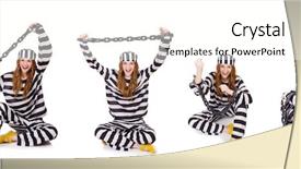  Presentation with release prisoner - Presentation theme enhanced with women inmate - woman prisoner isolated on white background and a  colored foreground