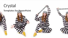  Presentation with white and black woman climbing ladders - Slide set featuring women inmate - woman prisoner isolated on white background and a  colored foreground