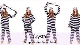  Presentation with release prisoner - Beautiful slide deck featuring women inmate - woman prisoner isolated on white backdrop and a sky blue colored foreground