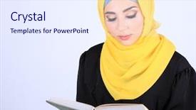  Presentation with arabic woman - Audience pleasing slide set consisting of women islam - beautiful muslim arabic woman reading backdrop and a  colored foreground